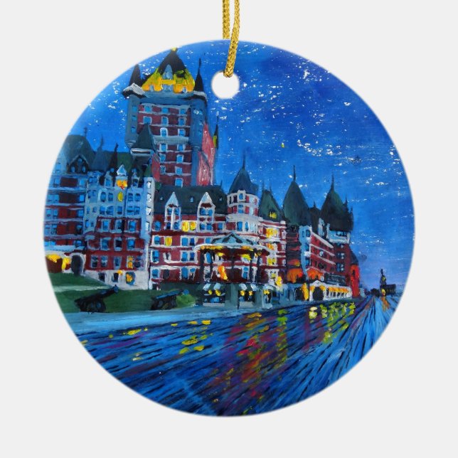 Château Frontenac Quebec Canada by night Ceramic Ornament (Front)