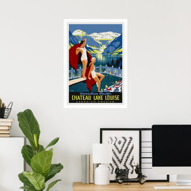 Chateau Lake Louise, Banff Vintage Travel Poster (Home Office)