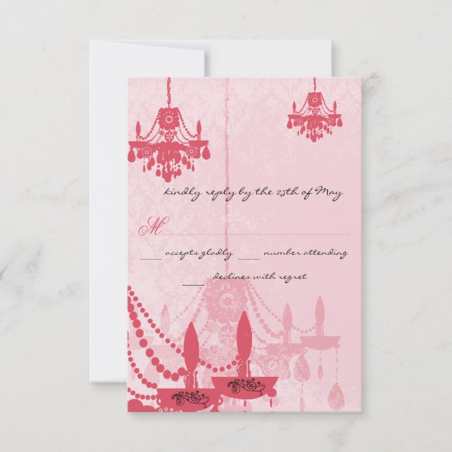Chateau Rose Pink Chandelier Wedding Invitations (Front)
