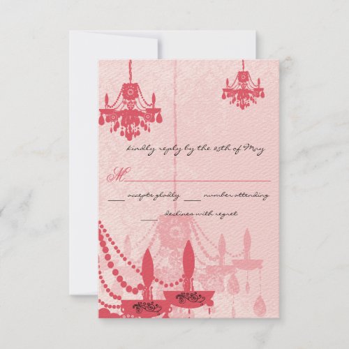 Chateau Rose Pink Chandelier Wedding Invitations