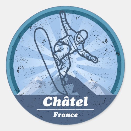 Chtel Ski resort _ Snowboard Classic Round Sticker