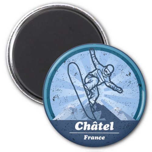 Chtel Station de ski _ Snowboard Magnet