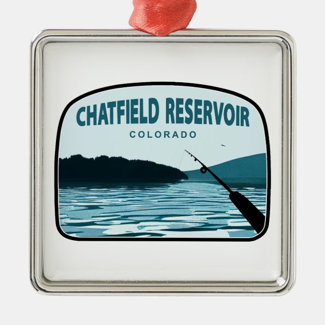 Chatfield Reservoir Colorado Fishing Rod Metal Ornament (Front)