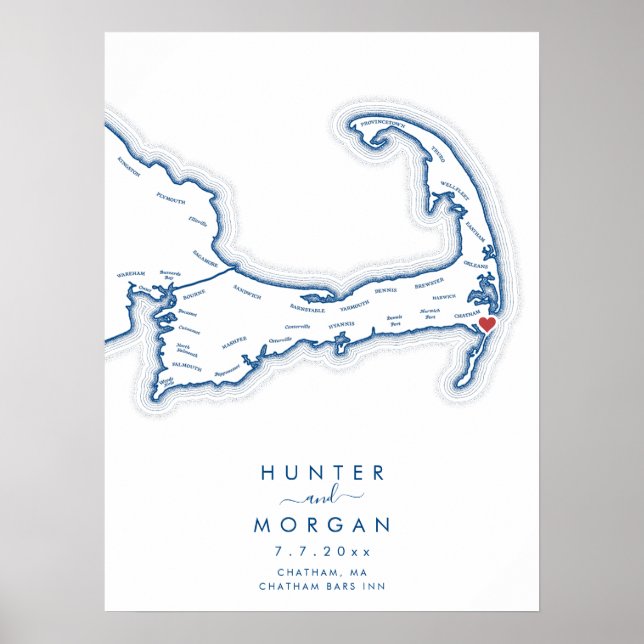 Chatham Bars Inn Wedding Navy Guest Book Poster (Front)