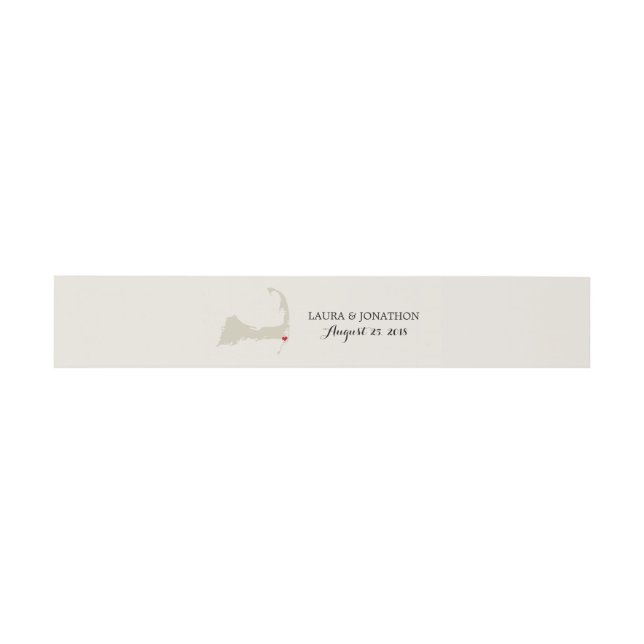 Chatham Cape Cod Map with heart | Wedding Invitation Belly Band (Flat)