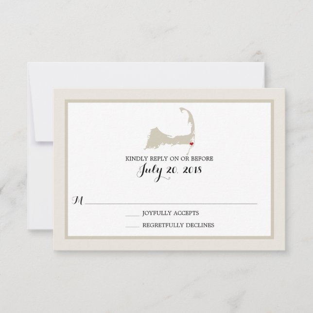 Chatham Cape Cod with heart | Wedding RSVP (Front)