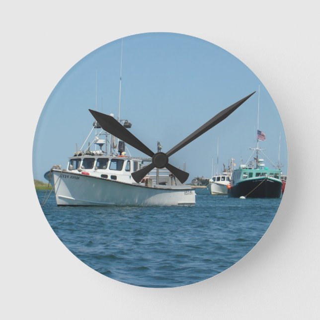Chatham Harbor Boats Round Clock (Front)