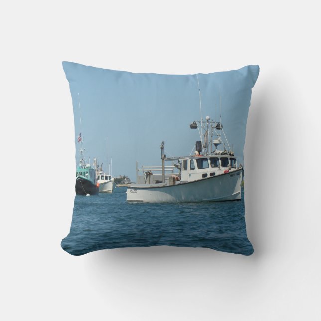 Chatham Harbor Boats Throw Pillow (Front)