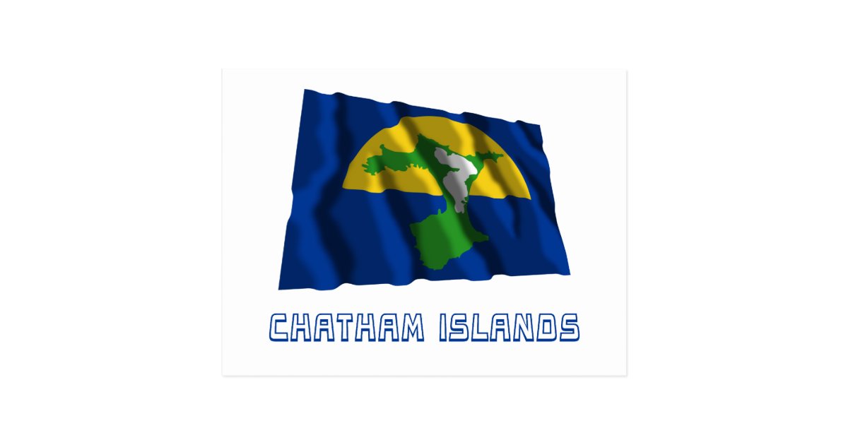 Chatham Islands Waving Flag with Name Postcard