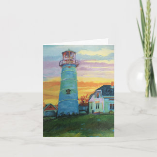 Chatham Light Hand-Painted on Canvas Note Card