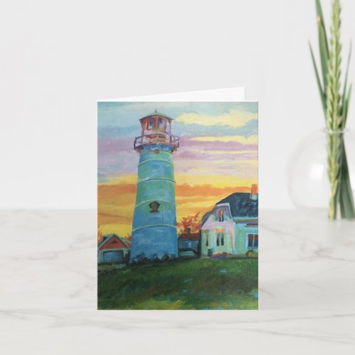 Chatham Light Hand_Painted on Canvas Note Card