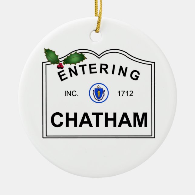 Chatham MA Ceramic Ornament (Front)