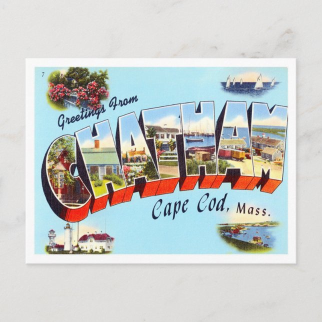 Chatham, Massachusetts Vintage Big Letters Postcard (Front)