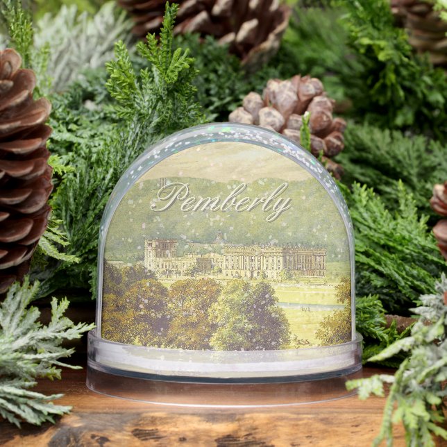 Chatsworth Derbyshire Jane Austen Darcy Pemberly Snow Globe (Winter)