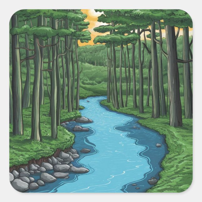 Chattahoochee River Atlanta, Georgia Painting Square Sticker (Front)