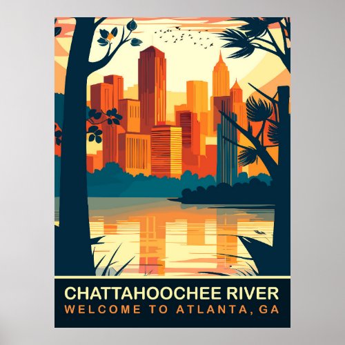 Chattahoochee  River Atlanta Georgia Travel Poster
