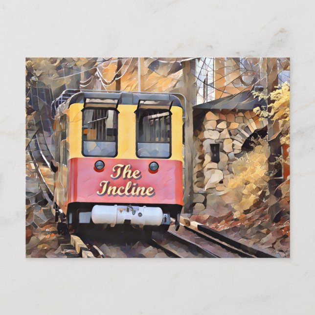Chattanooga Incline Railway Descent Oil Painting Postcard (Front)