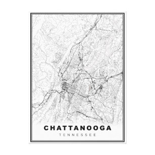 Downloadable Print Minimalist Modern Map Poster Pink Coral Chattanooga Map Wall Art Tennessee