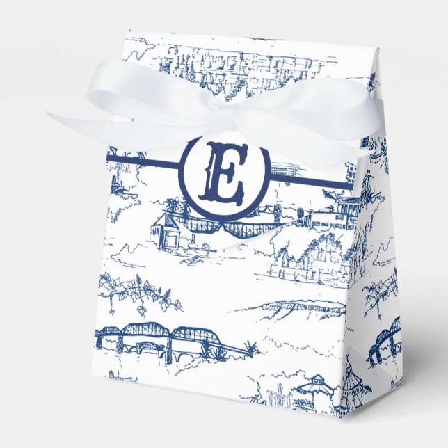 Chattanooga Monogram Blue Favor Boxes (Front Side)