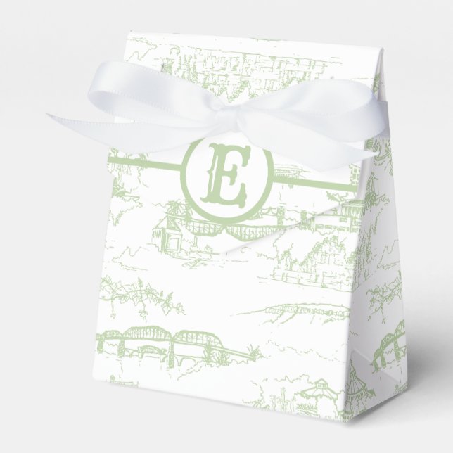 Chattanooga Monogram Sage Favor Boxes (Front Side)