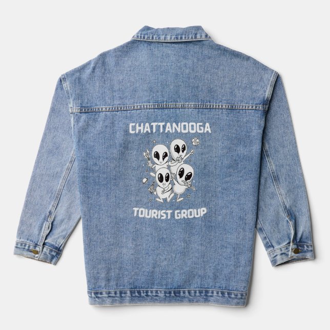 Chattanooga Native Pride Alien Funny State Tourist Denim Jacket (Back)