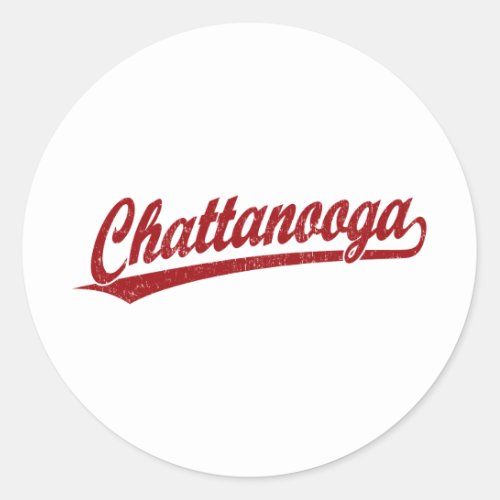Chattanooga script logo in red classic round sticker
