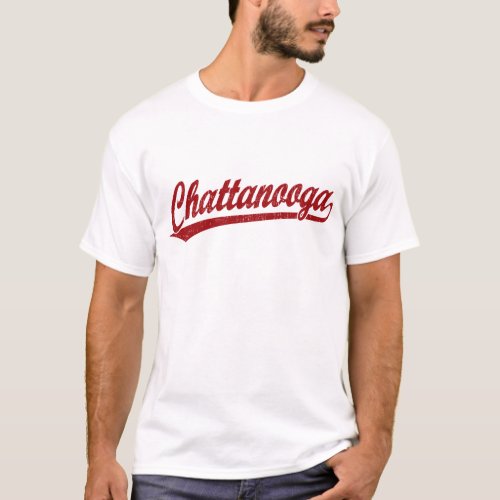 Chattanooga script logo in red T_Shirt
