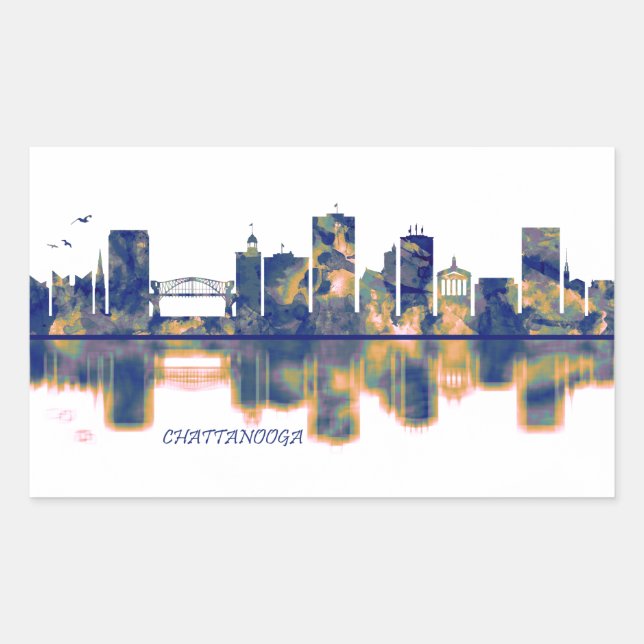 Chattanooga Skyline Rectangular Sticker (Front)