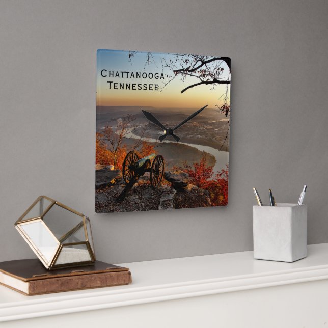 Chattanooga Tennessee from Lookout Mountain Square Wall Clock (Office)