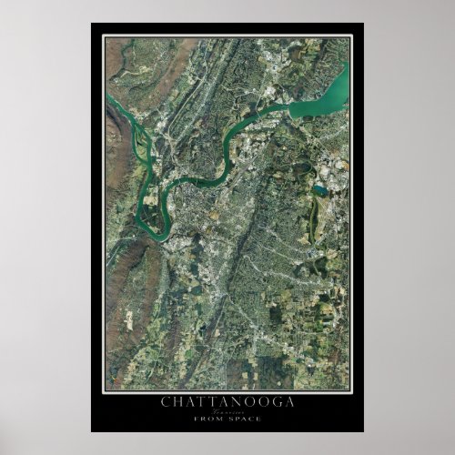Chattanooga Tennessee From Space Satellite Map Poster