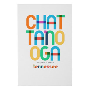 Chattanooga Tennessee Mid Century, Pop Art, Faux Canvas Print