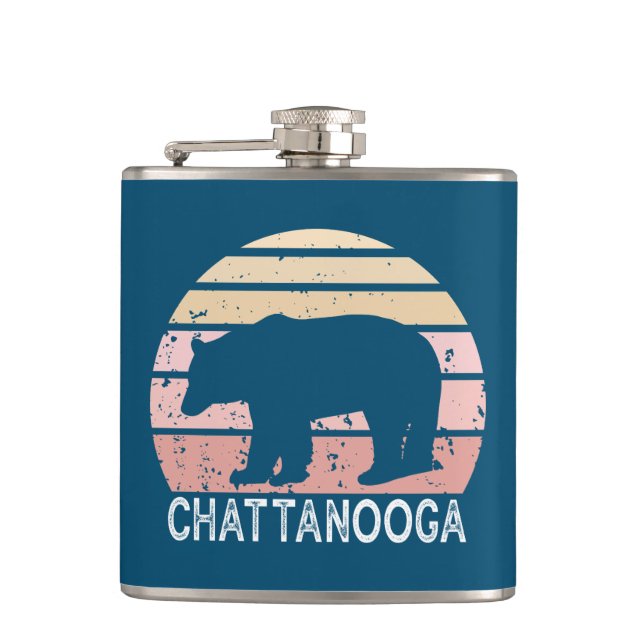 Chattanooga Tennessee Retro Bear Flask (Front)
