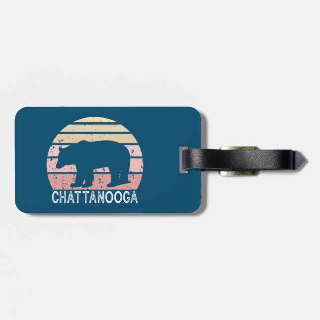 Chattanooga Tennessee Retro Bear Luggage Tag (Back Horizontal)