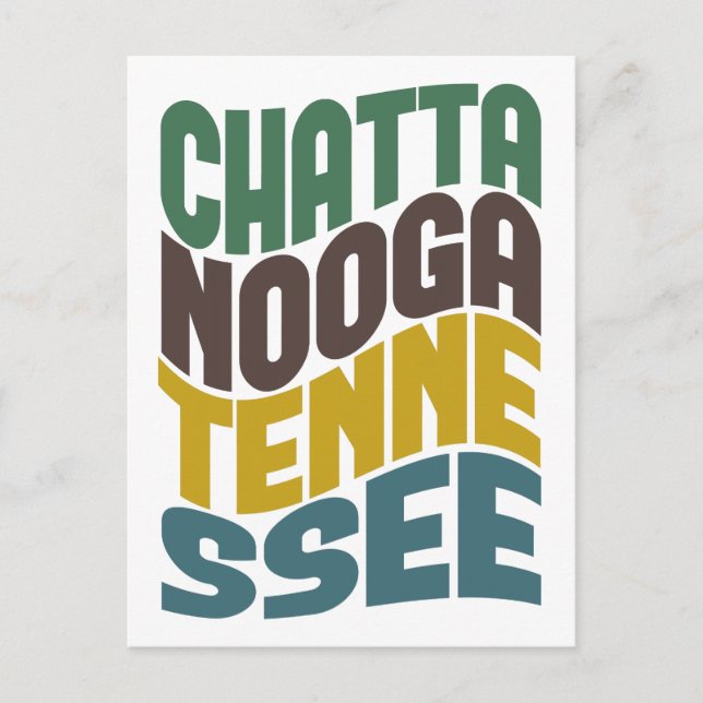 Chattanooga Tennessee Retro Wave Postcard (Front)