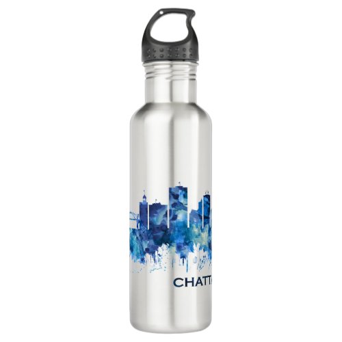 Chattanooga Tennessee Skyline Blue Stainless Steel Water Bottle