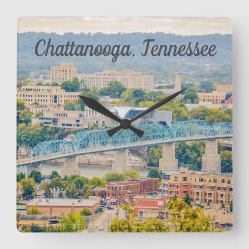 Chattanooga Tennessee Skyline Square Wall Clock