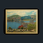 Chattanooga Tennessee Vintage Travel Magnet<br><div class="desc">Chattanooga Tennessee design in Vintage Travel style featuring a paddle boat on the river with bridge behind.</div>