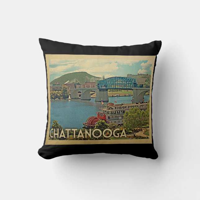 Chattanooga Tennessee Vintage Travel Throw Pillow (Front)