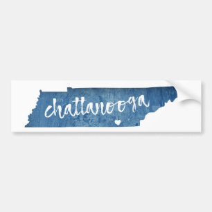 Chattanooga Tennessee Wood Grain Bumper Sticker
