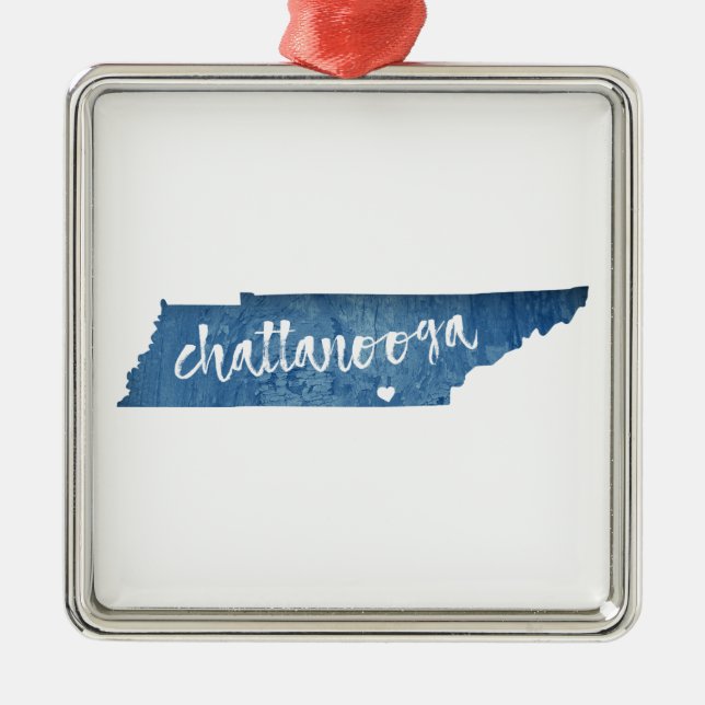 Chattanooga Tennessee Wood Grain Metal Ornament (Front)