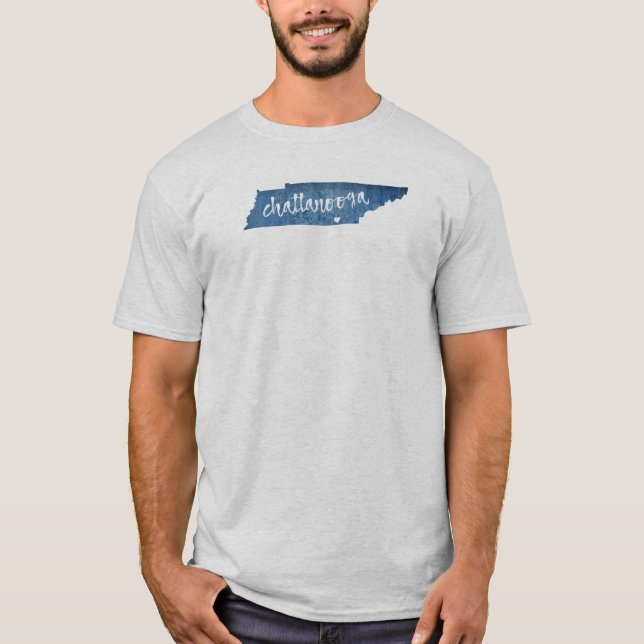 Chattanooga Tennessee Wood Grain T-Shirt (Front)