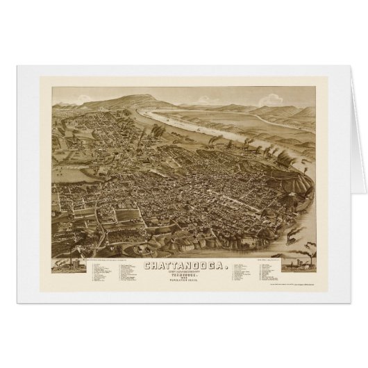 Chattanooga, TN Panoramic Map - 1886 Cards (Front Horizontal)
