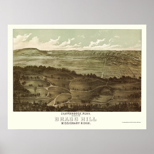 Chattanooga TN Panoramic Map _ 1887 Poster