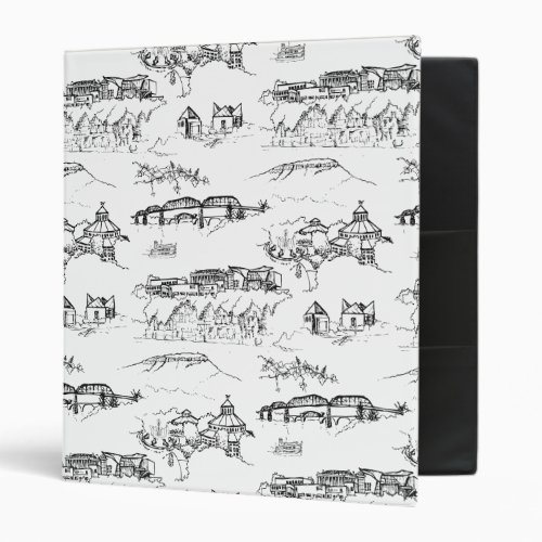 Chattanooga Toile Black and White 3 Ring Binder