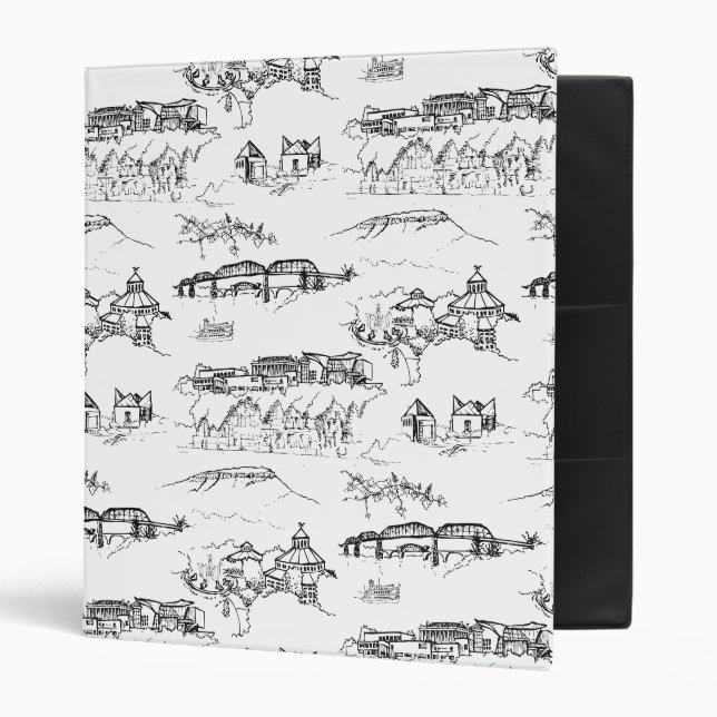 Chattanooga Toile Black and White 3 Ring Binder (Front/Inside)