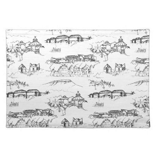 Chattanooga Toile Black and White Cloth Placemat