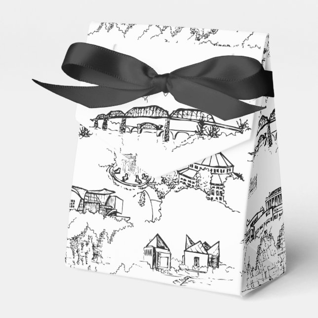 Chattanooga Toile Black and White Favor Boxes (Front Side)