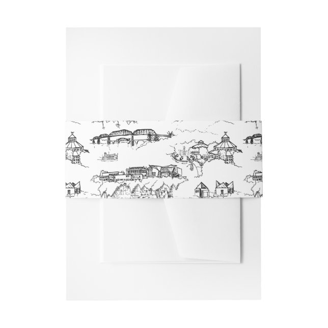 Chattanooga Toile Black and White Invitation Belly Band (Front Example)