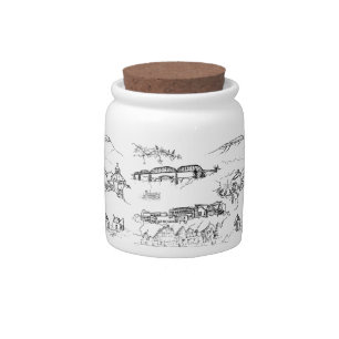 Chattanooga Toile Black and White Mini Candy Jar