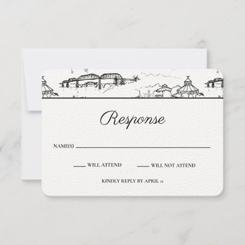 Chattanooga Toile Black and White RSVP Note Card